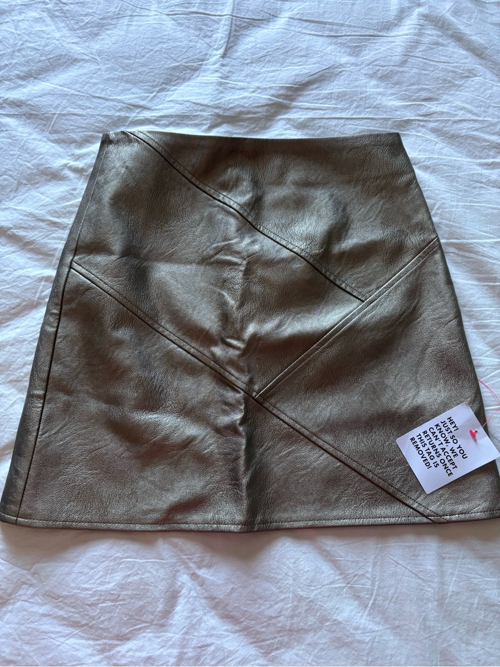Topshop Metallic Bronze Faux-Leather Mini Skirt